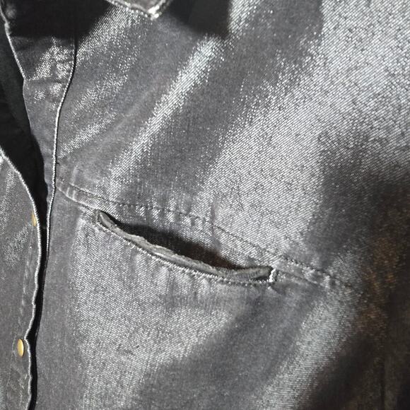 Vintage NY Jeans New York & Company Black Iridescent Jacket Shacket Women's XL - Picture 8 of 10